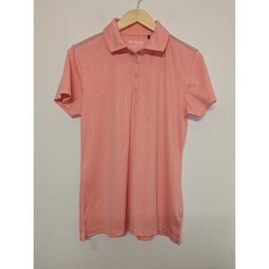 Columbia Golf Polo Shirt Womens Pink/ Gray Activewear Stretch Size Large RARE❤️